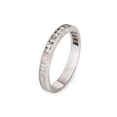 Vintage Art Deco Diamond Ring Sz 5 Platinum Wedding Band Half Hoop Jewelry