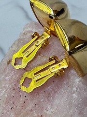 Vintage 1980’s ERWIN PEARL Chunky Gold Tone 3D PYRAMID Studs, Clip-On Backs