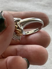 925 Sterling Silver Two Tone Smoky Quartz Ring Size 7 Vintage Estate Jewelry