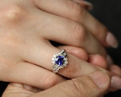 Fine 2.25ct GIA Blue Cushion Sapphire 0.80ct Diamond Platinum Ring, Size 7