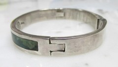 Taxco Sterling Silver Turquoise Hinged Bangle Bracelet ~ 41.4g ~ 4-A272