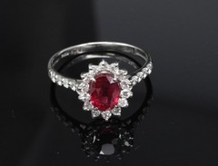 Fine 1.31ct AIGS GIA Pigeon Blood Ruby 0.46ct Diamond Platinum Ring Size 7