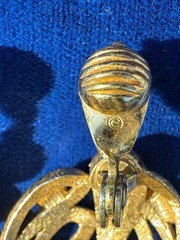 Vintage Monet Pat’d Gold Tone Clip On Earrings Signed Textured Abstract
