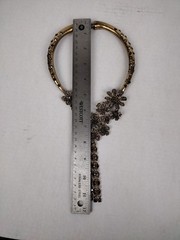 Vintage Smoky Gray Rhinestone Open Flower Choker 5 Dangle Necklace Gorgeous