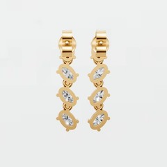 Oval Lab Grown Diamond Prong Setting Drop Dangle Bridal Wedding Earrings