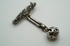 Vintage 800 Silver Marcasite Dangle Brooch 4.5cm X 2.8cm Signed CB JB27