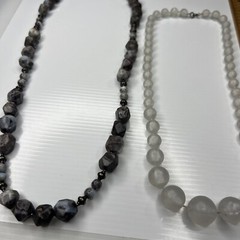 H1 Lot Lucite Acrylic Tan Resin Stones Beaded Taupe 70s Glam Retro Boho Hippie
