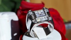 925 sterling silver size 11.25 ring 3.50ct cubic zirconia invisible set 17.90gr