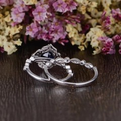 2.5Ct Art Deco Style Lab Created Diamond Sapphire Wedding 14K White Gold FN Ring