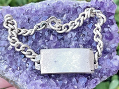 VTG 925 Sterling Silver ID Bracelet Lock E Tag Chain Bracelet Slot for Photo 14g