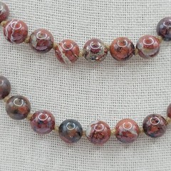 Jasper Stone Varied Brown Hues Hand Knotted Beaded Over the Head Necklace 30 In