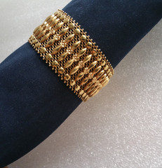 Vintage Italian Mesh Bracelet 18k Gold Charm Wide Yellow Woven Men Women Old