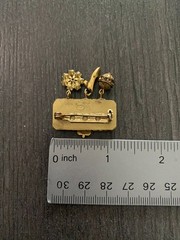 Maximal Art Queen Mother Pin Brooch Vintage Gold Tone Crown W/ Dangle Charms
