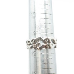 925 Sterling Silver Vintage Modernist Open Heart All Around Band Ring Size 11.75
