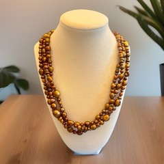 Vintage Estate 61” Copper Bronze Baroque Freshwater Pearl Endless Necklace