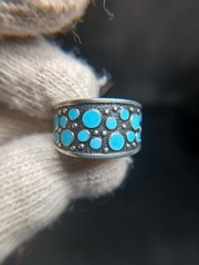 Vintage Soviet 875 Silver Turquoise Ring Russian Size 8.5