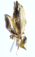 Vintage Signed BB Binders Brothers 12K Gold Filled Pearl Accent Leaf Brooch
