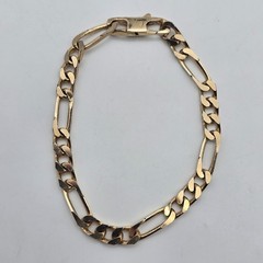 Vintage Gold Filled / Rolled Gold – 6 mm Blocky Flat Figaro Chain Bracelet 8.25″