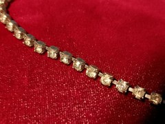 #N01 Vintage Prong Set Clear 3mm Stones Glass 15in Choker Necklace (Replace)