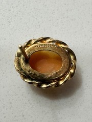 Vintage 12K Gold Filled Shell Cameo Brooch And Earrings Set Matching Mid Century