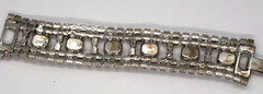 Vintage Rhinestone Bracelet w/ Multiple Rows of Rhinestones & Large Square Ones