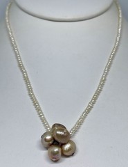 Vintage Creamy Pearls Irregular Baroque Freshwater Pearls Center 925 Hangtag 16”