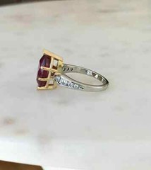 Art Deco Marquise Cut Ruby Lab Created Diamond 14K White Gold FN Engagement Ring