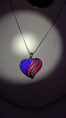 Vintage Pendant Necklace Sterling Silver Ruby Diamond Patriotic Love America