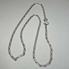 Antique Vintage FSC Sterling Paper Clip Oval Link Chain Necklace 26” 3.7mm