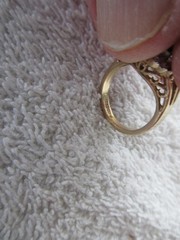 GORGEOUS~~[ 14k Yellow Gold GF ] Espo Dark Blue Sapphire Ring +CZS~~SIZE 5.25