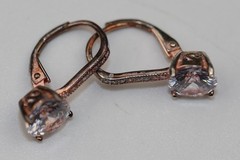 Copper Square Gemstone Earrings Sterling Silver