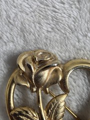 Princess Diana Memorial Heart Rose Brooch Gold Tone Legacy Love RDC Signed