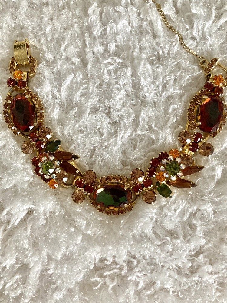 JULIANA D&E Iridescent Watermelon Art Glass Rhinestone Bracelet! SPECTACULAR!!