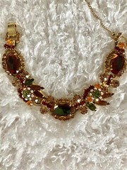 JULIANA D&E Iridescent Watermelon Art Glass Rhinestone Bracelet! SPECTACULAR!!