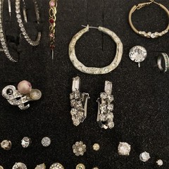 Vintage Unmatched Earrings Lot of 110 All Rhinestones For Crafts Junk Jewelry