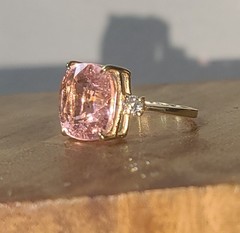 Vintage 14k Yellow Gold Engagement Ring 9.07ct. Natural Pink Tourmaline Cushion