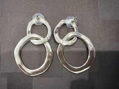 Vintage Gold Tone Interlocking Double Link Drop Statement Earrings 2 1/8″, 19gm