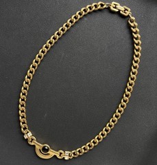 Vintage 1980 Givenchy Paris New York Gold Bold Curb Chain Cabochon Necklace 16”