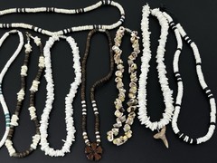 Vintage Y2K 90s Puka Shell Heishi Necklace Lot (10) Surfer Hawaiian Summer Beach