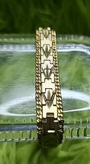 Vintage Bracelet Heavy Gold Plated Textured Diamond Cut Design with Safety Chain