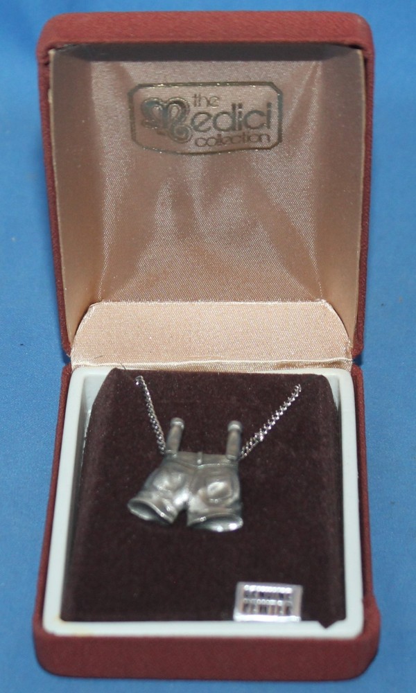 Vintage Genuine Pewter Shorts On A Clothesline Necklace The Medici Collection