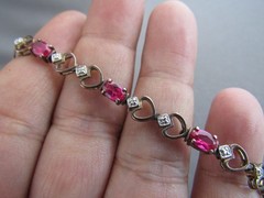VINTAGE ROSS SIMONS GILTED STERLING DIAMOND & RUBY TENNIS BRACELET