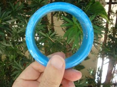 Restored Vintage 7/8″ Bakelite Bracelet! Marbled Bright Sky Blue/White Colors!