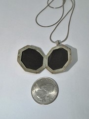 Antique Art Deco Octagon Shaped Sterling Locket Necklace 17”