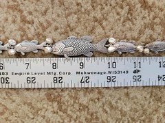 Repousse Silver Tone FISH Choker Necklace w Pearls 17 inches Scarce