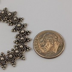 Vintage Silver Bracelet Ethnic Granulation Flower Filigree Tribal Articulated