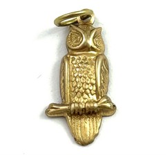 Vintage Owl Charm Necklace Pendant Brass Metal Stamping Charm Vintage Jewelry