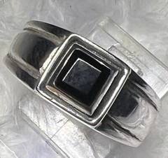 Onyx Sterling Silver 0.925 VINTAGE Men’s 5/16″ N to S TOP BAND RING size 9.75