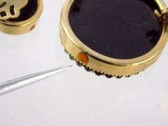 Vintage Unbranded Goldtone Metal and Black Faux Glass Brooch Earrings Set