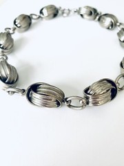 Vintage Silver Tone Statement Abstract Shape Link Collar Choker Necklace 15”
